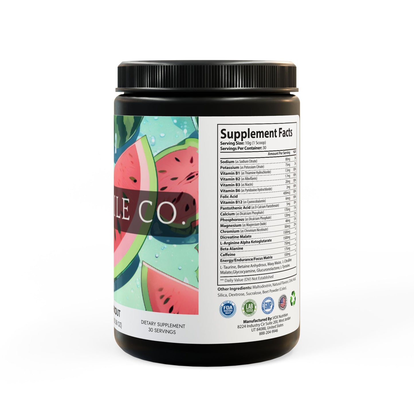 Sip & Smile Co. Watermelon Pre-Workout Supplement (10.58oz)