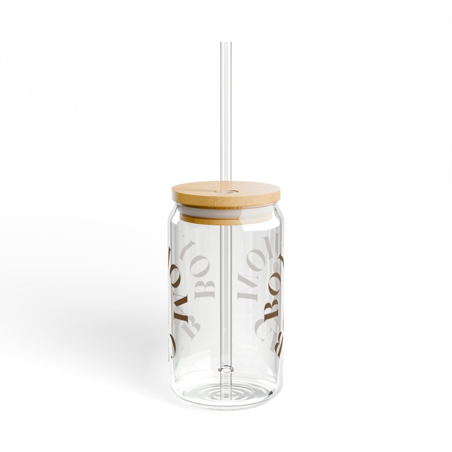 Boy Mom Club Glass and Bamboo Tumbler with Straw