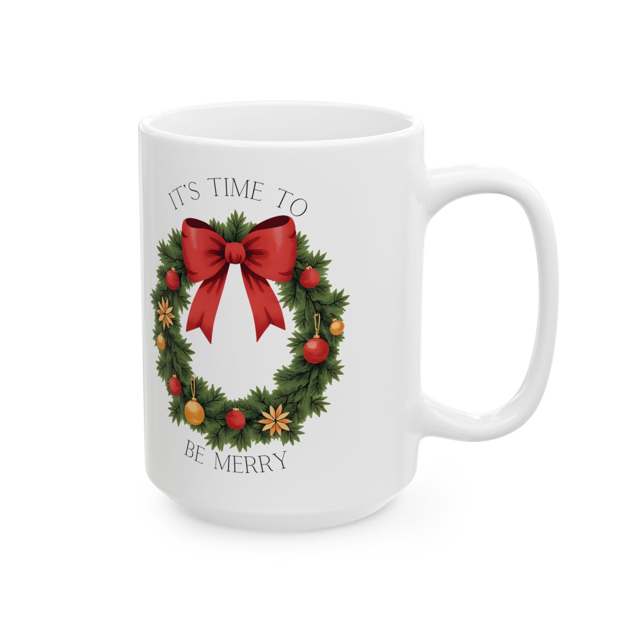 Time To Be Merry 15oz Ceramic Christmas Mug