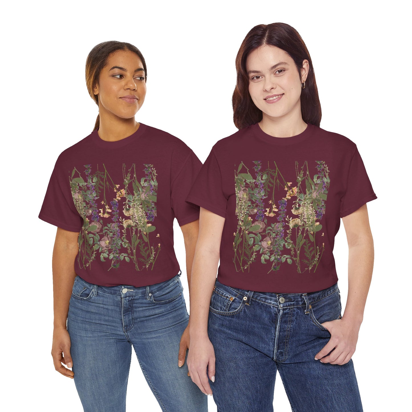 Floral Graphic Cotton Tee for Women