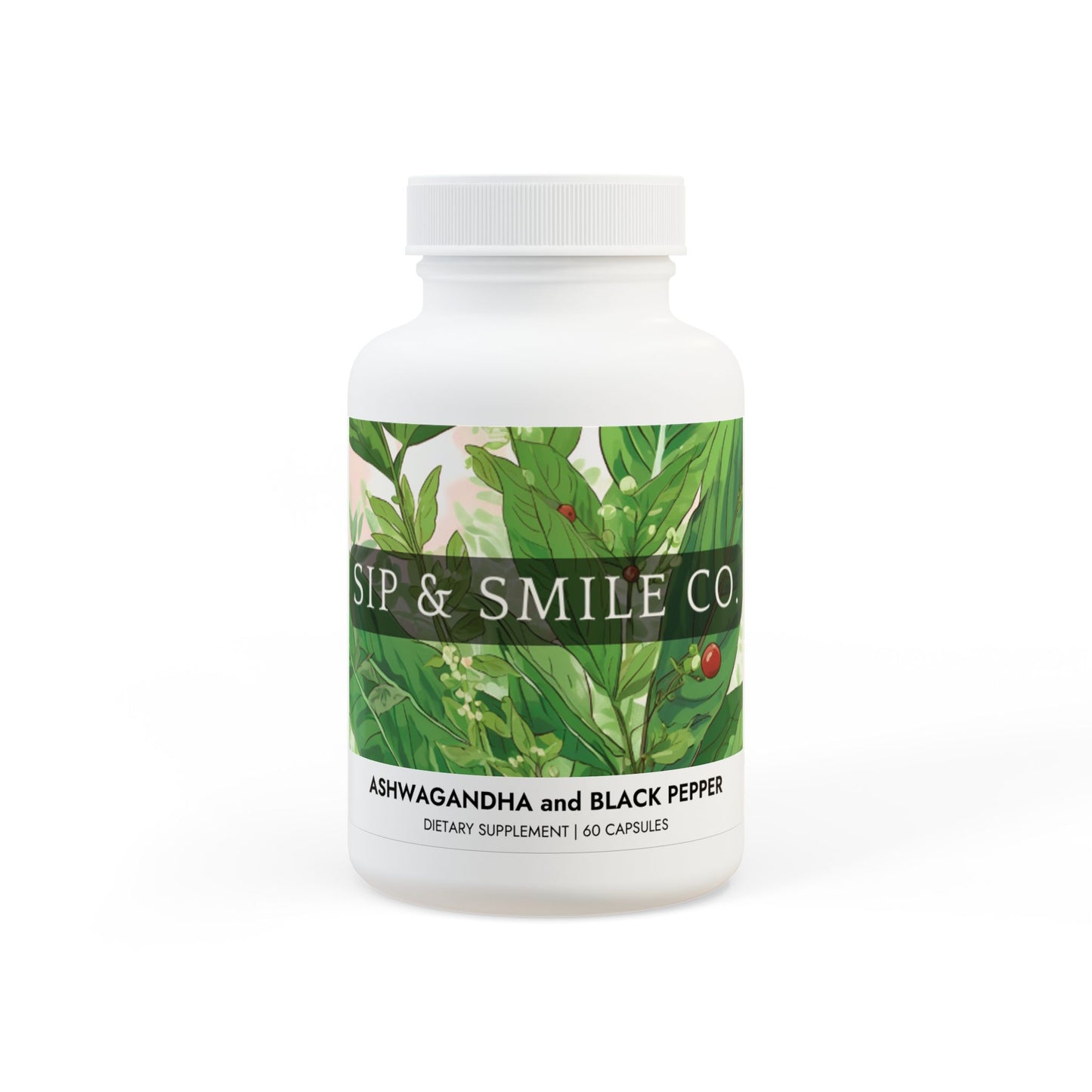 Sip & Smile Co. Ashwagandha and Black Pepper Supplement (60 capsules)