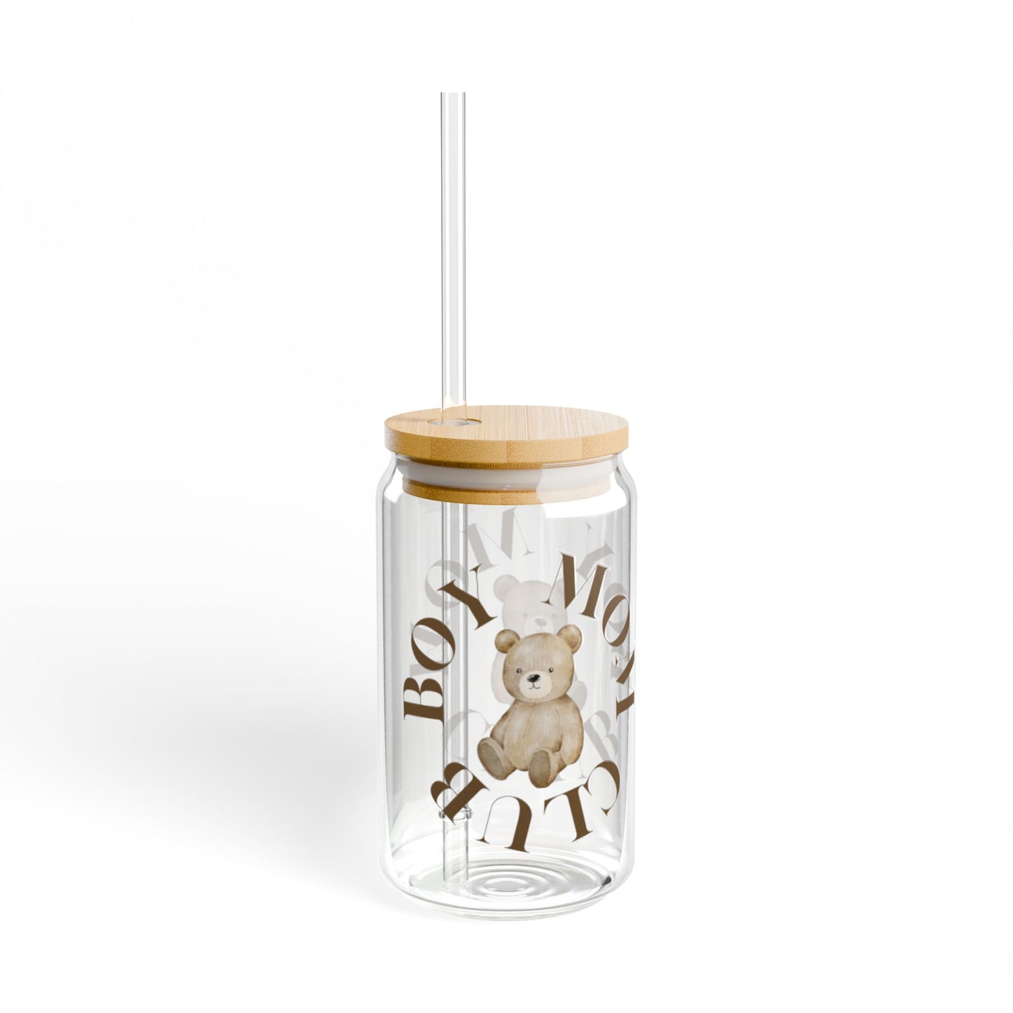 Boy Mom Club Glass and Bamboo Tumbler with Straw