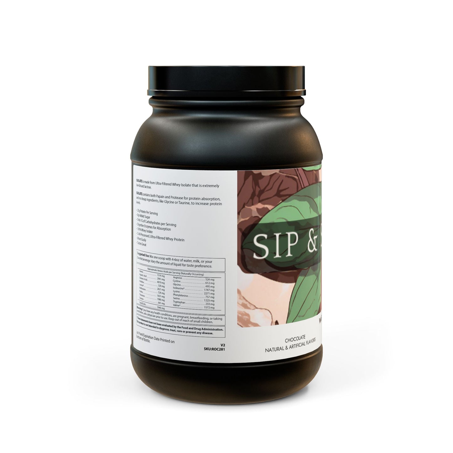 Sip & Smile Co. Chocolate Whey Isolate Protein Supplement (2lb)