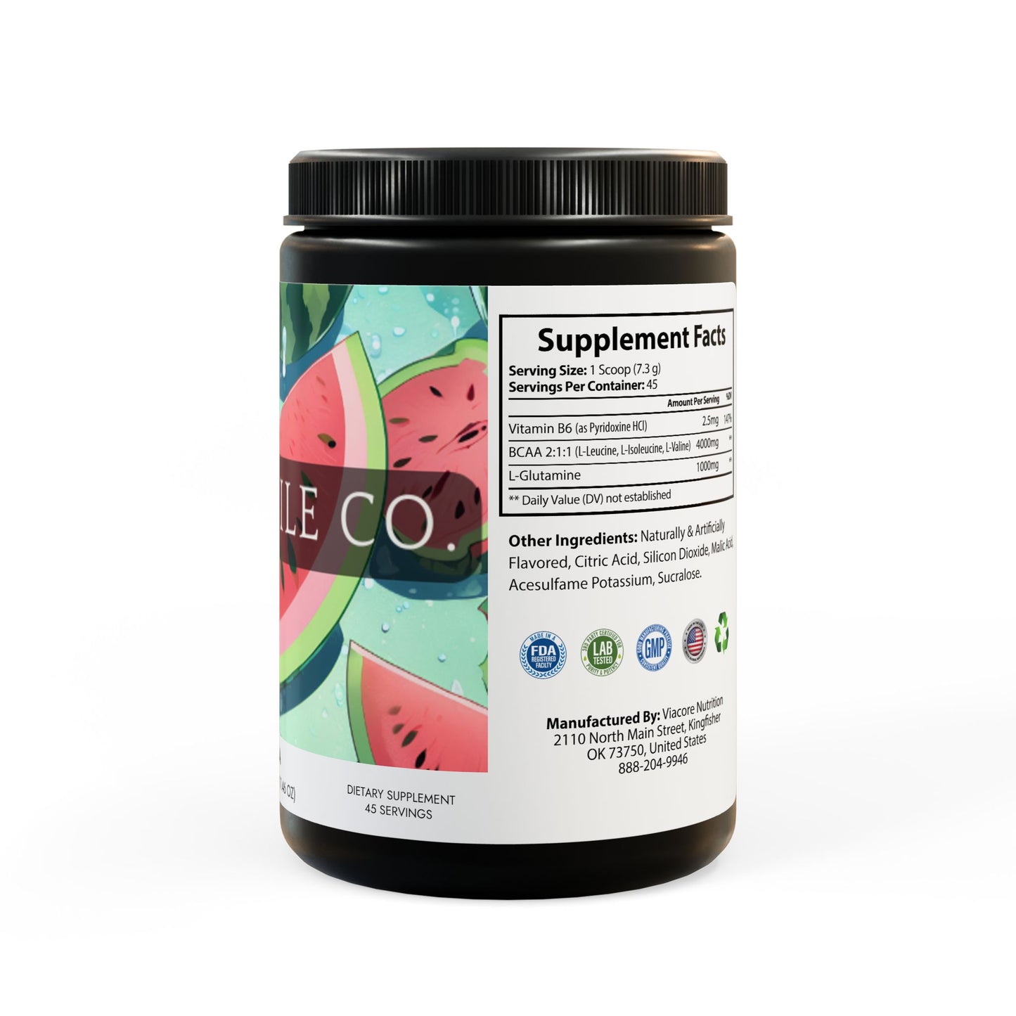 Sip & Smile Co. Watermelon BCAA Supplement (45 servings)