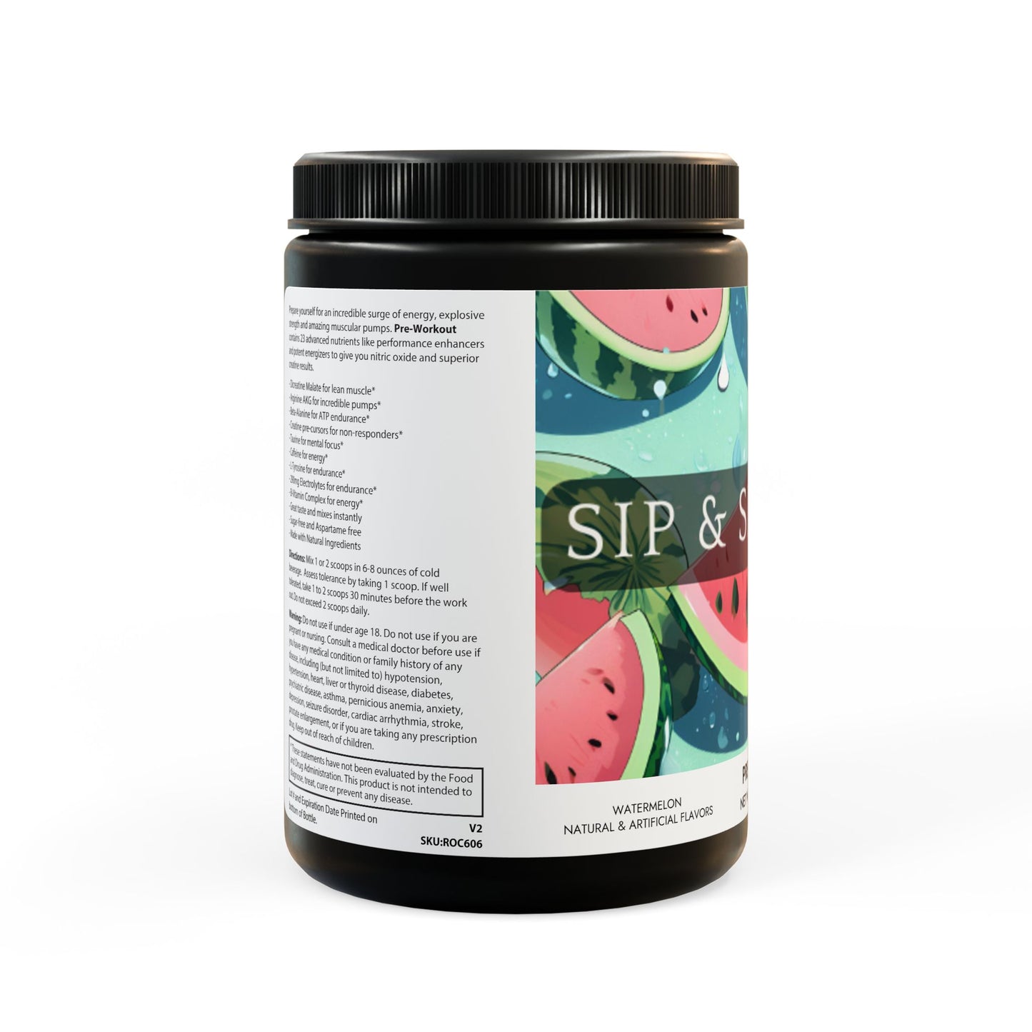 Sip & Smile Co. Watermelon Pre-Workout Supplement (10.58oz)