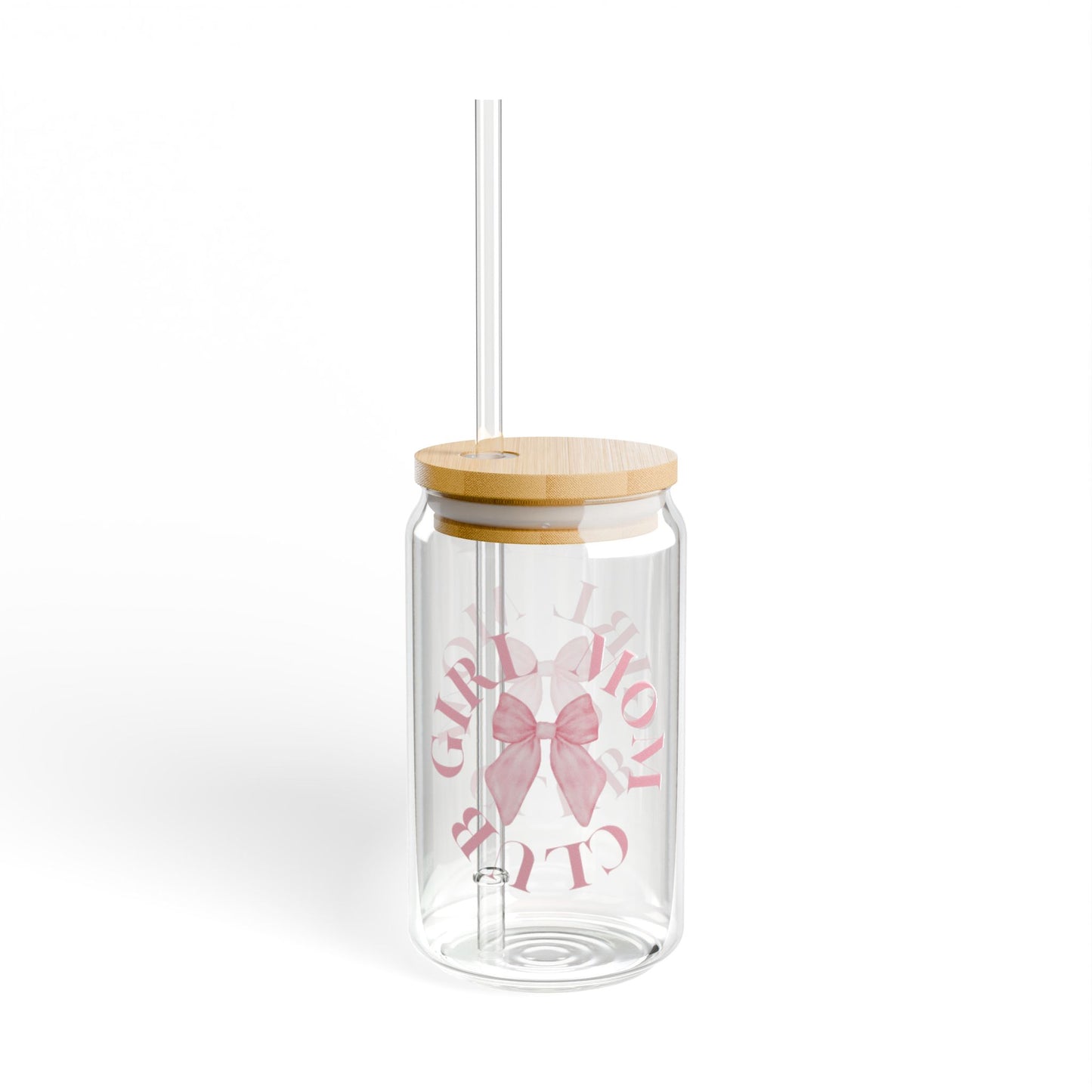 Girl Mom Club Glass and Bamboo Tumbler with Straw